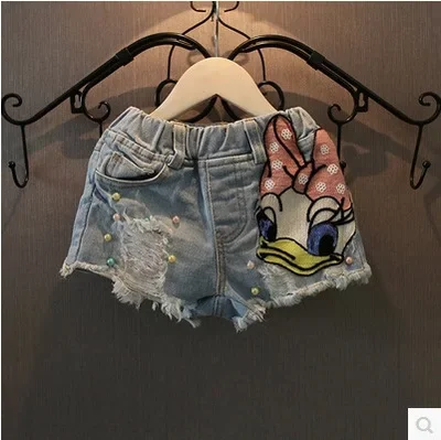 Girls' Summer Denim Shorts Thin Korean Style All-Matching Western Style Duck Cartoon Summer Fashion Pants 2020 New