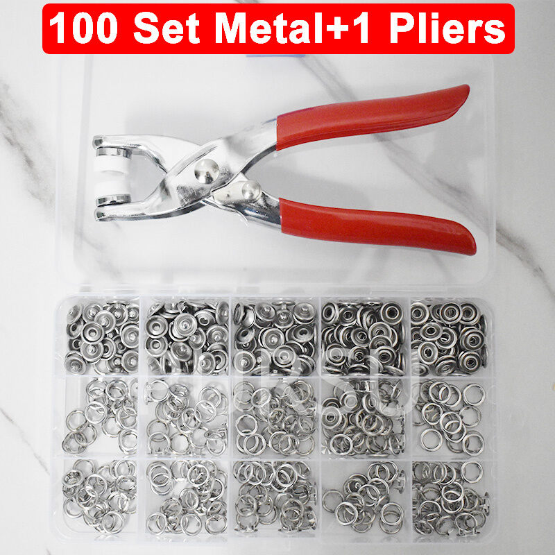 100 Sets Snap Pliers Automatic Grommet Eyelet Pliers Five-Claw Snap Button Plier For Installing Clothes Bag Sewing And DIY Craft