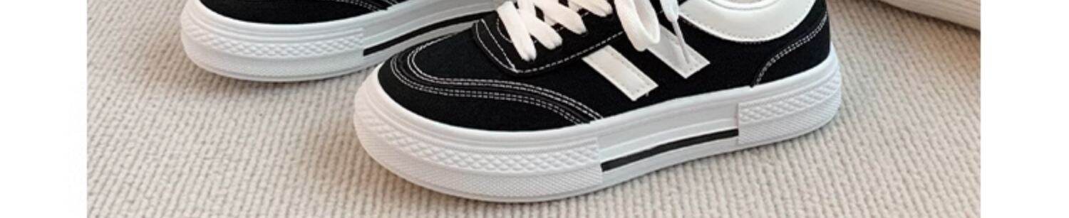 Black Canvas Sneakers Women's Casual Breathable Sports Shoes Spring New Style Versatile Flat Shoes Comfortable Low Top round Toe · v7