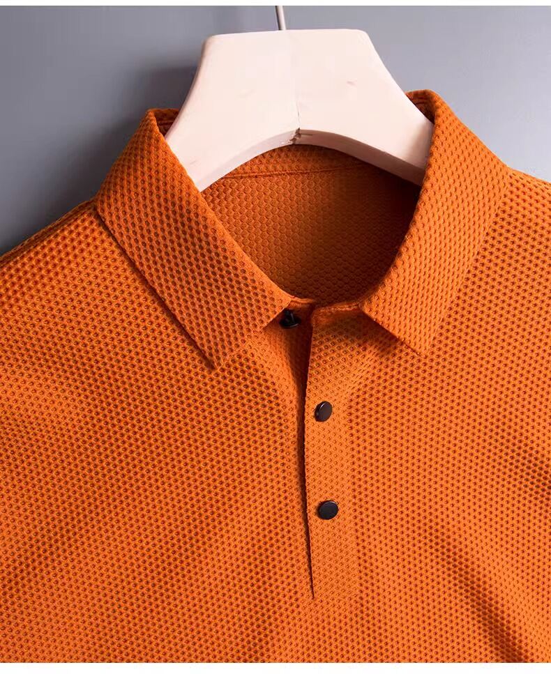 Polo rossa da uomo a manica corta per banchetto nuziale a manica lunga, business casual, vestibilità standard, alla moda, per papà e sposo