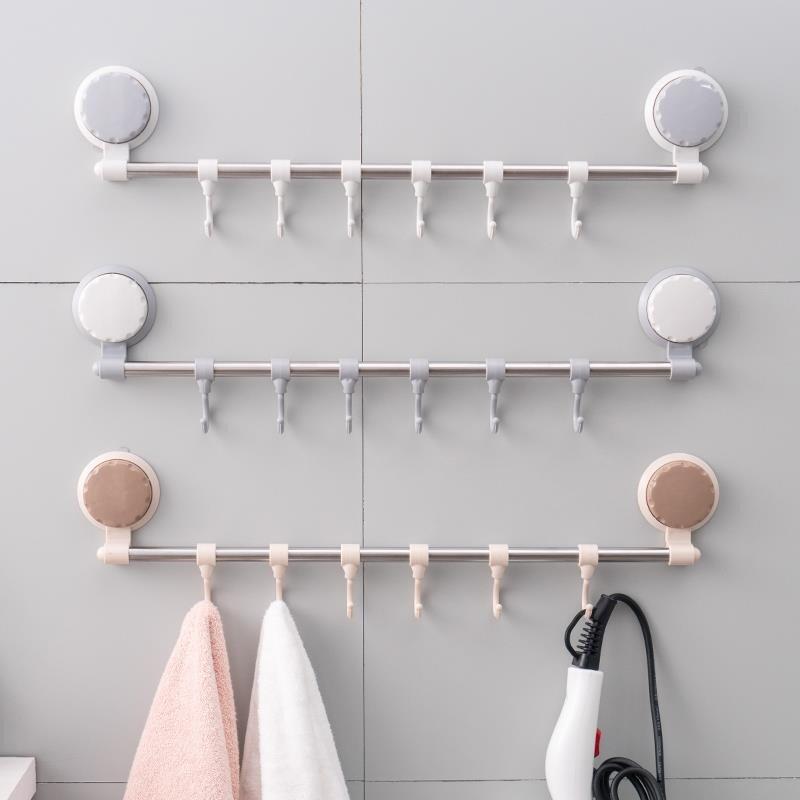 Punch-Free Row Hook Bathroom Bathroom Suction Towel Hanger behind the Door Load-Bearing Clothes Hook Kitchen Wall Hook Sticky Hook Singapore