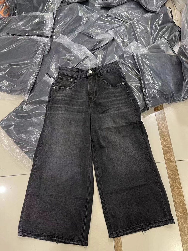Korean Style Wide Leg Jeans Women's Grandmother Pants Spring Summer New Hong Kong Flavor Casual Straight Cut Denim Jeans · v2