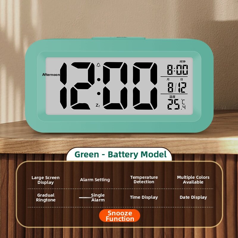 Battery Operated Digital Clock Simple LCD Wall Mountable Table Top Silent Multi Function Temperature And Humidity Display Clock
