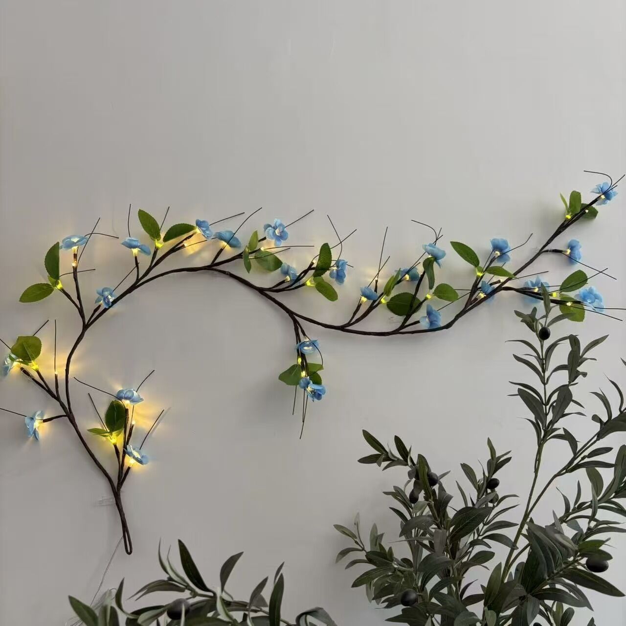 New LED Shapable Vine Branch Lamp Leaf Butterfly Flower Home Decor Wall Hanging Romantic Atmosphere Light Photography Props