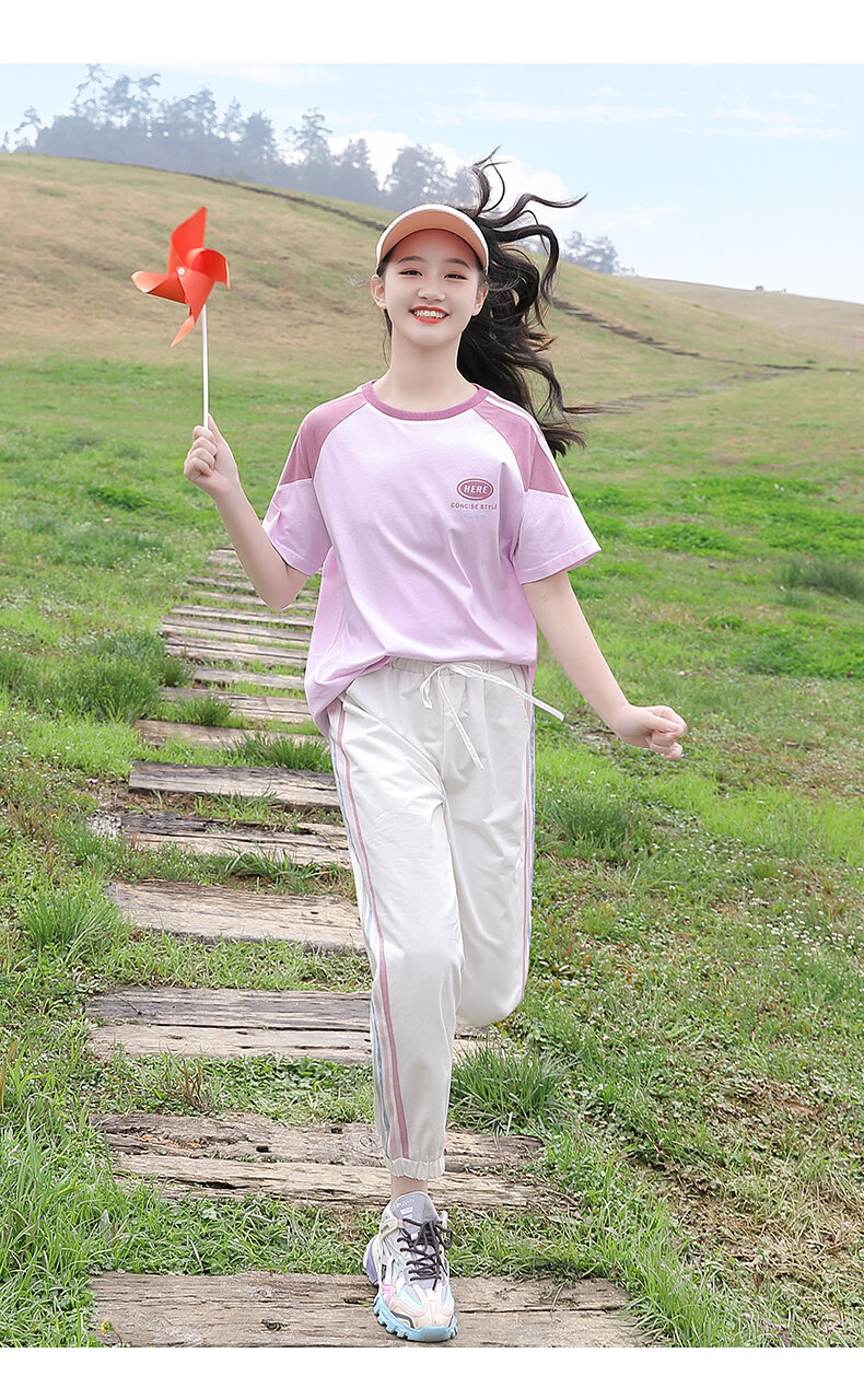 Junior High School Girls Short Sleeve T-shirt Loose Summer Wear 2024 New Arrival High School Student Youth Girlish 12 Half Sleeve 15 Years Old · v2
