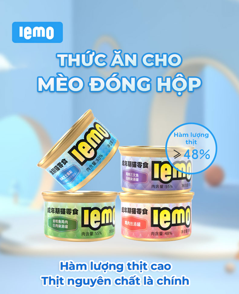 Pate cho mèo lemo đóng hộp (Gà + Cá hồi miếng)