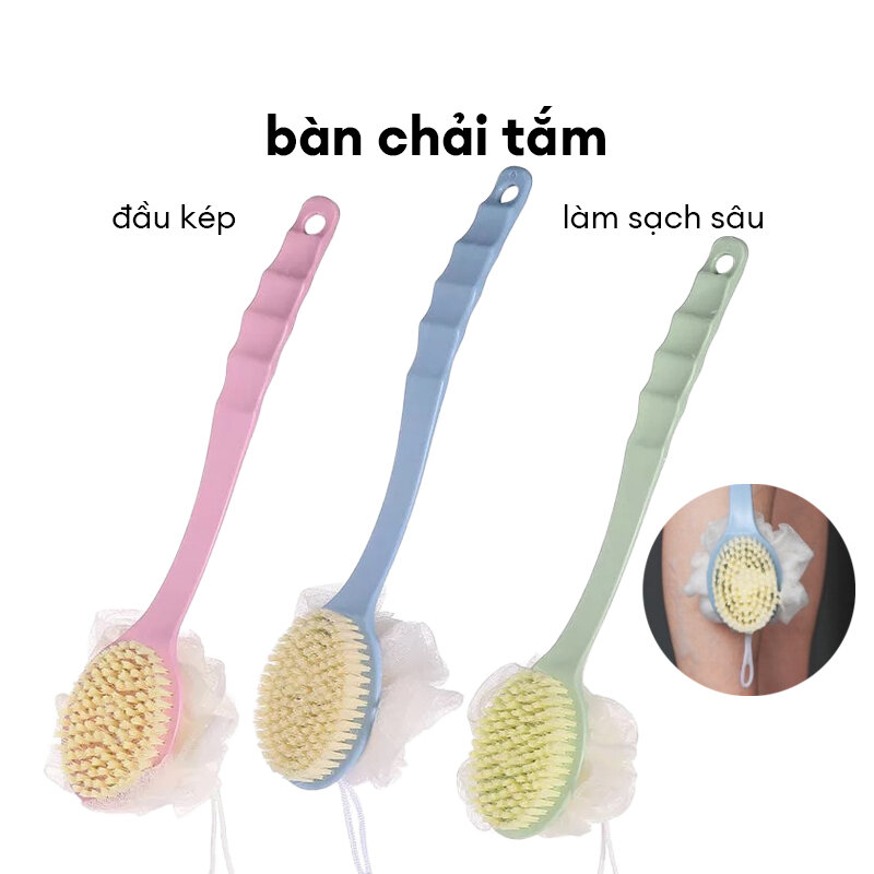  Cây Chà Lưng Cọ Kì Lưng 2 Đầu Bông Vải Lưới và Lông Bàn Chải Cây Cọ Tắm 2 Đầu Cọ Chà Lưng Vệ Sinh Cơ Thể Mềm Mại Tramanhshop 