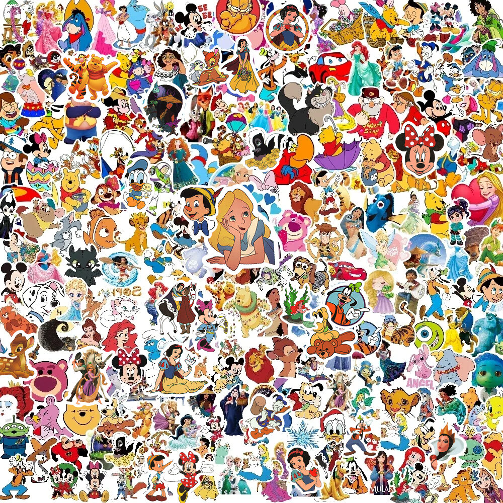 Hot Toys | 50/100/200/300Pcs Disney Mix Cartoon Cute Stitch Micky Princess Stickers Vinyl Laptop Luggage Skateboard Waterproof Sticker Toys