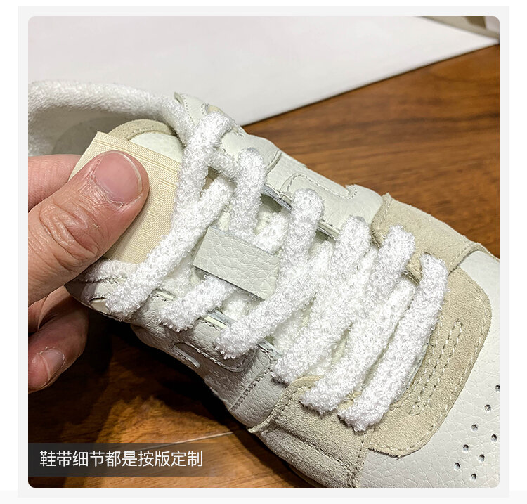 Scarpe da tavola retrò in pelle color block da donna casual all-match primaverili nuovo stile Sneakers bianche sportive Dequn Shoes Street Style
