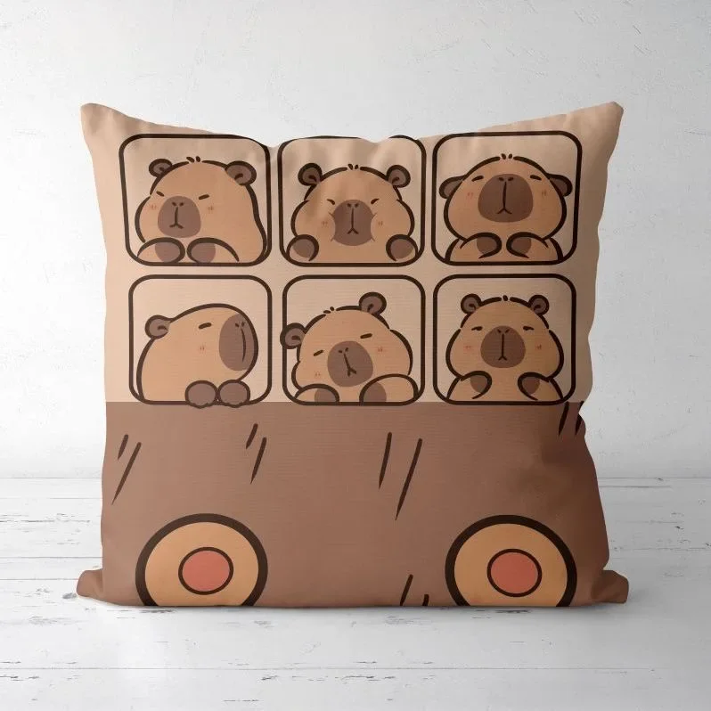 Cute Kapibara Capybara Cartoon Two-dimensional Pillowcase Childrens Bedroom Sofa Cushion Cover Nap Pillow Cover