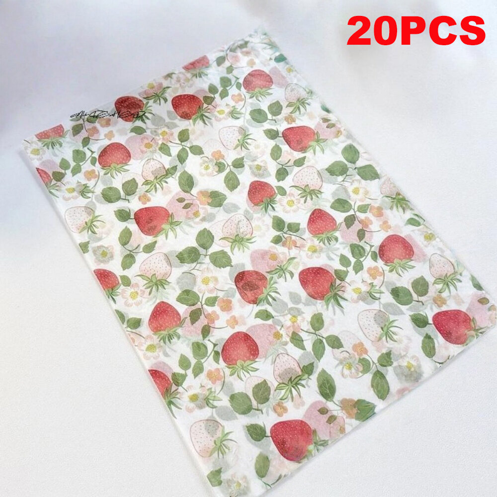 10/20pcs Strawberry Pattern Tissue Paper Gift Wrapping Paper Wedding Birthday Party Decoration Paper DIY Flower Wrapping Paper