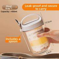 Defasilk | Portable Breakfast Cup with Lid and Spoon for Oatmeal Yogurt Salad Milk Smoothie and Cereal