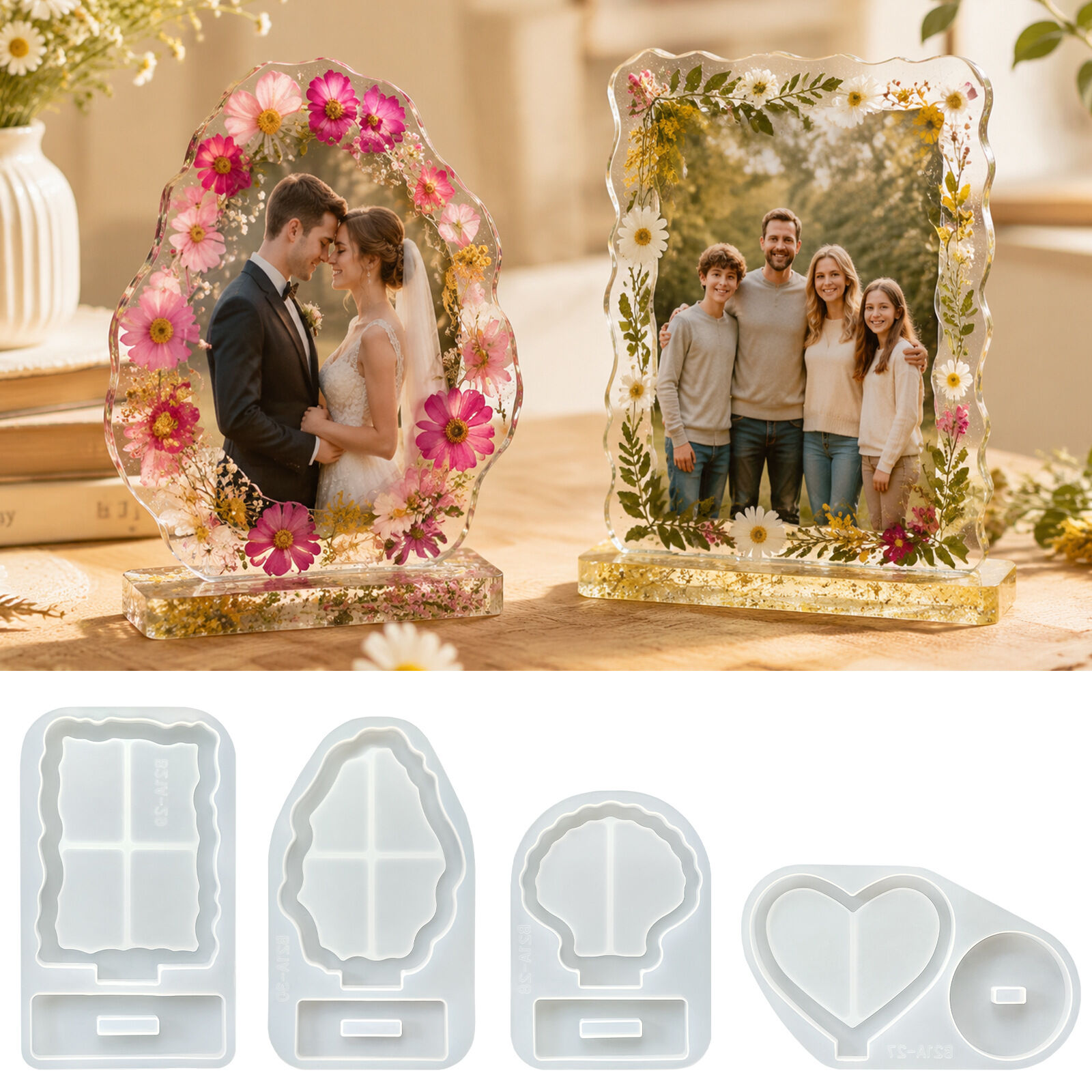 Irregular Wave Edge Picture Frame Silicone Resin Crystal Drip DIY Geometric Heart Tabletop Decorations Mold Baking Cake Molds