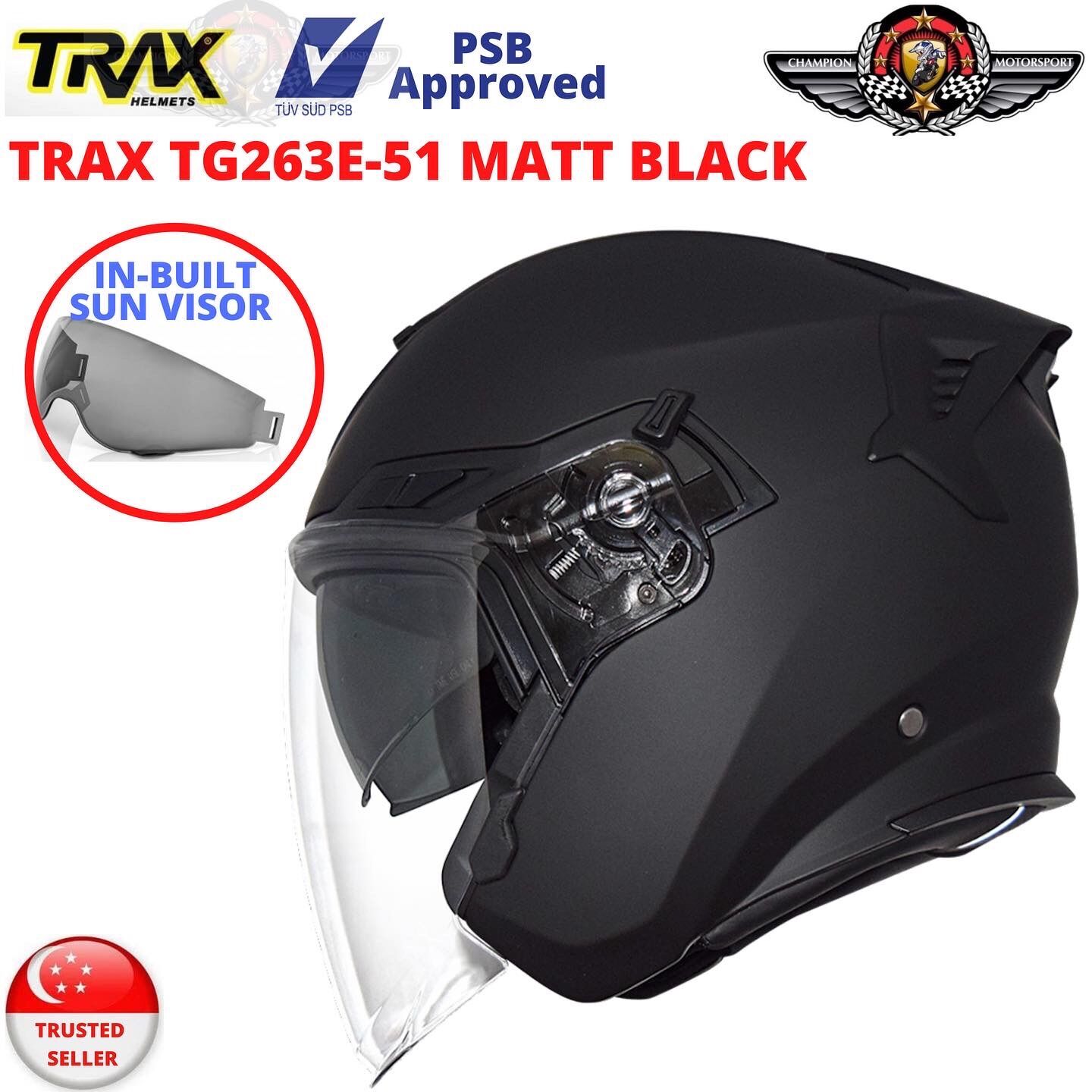 TRAX Helmet TG263E Black / Metal Grey/ Matt Black (PSB APPROVED