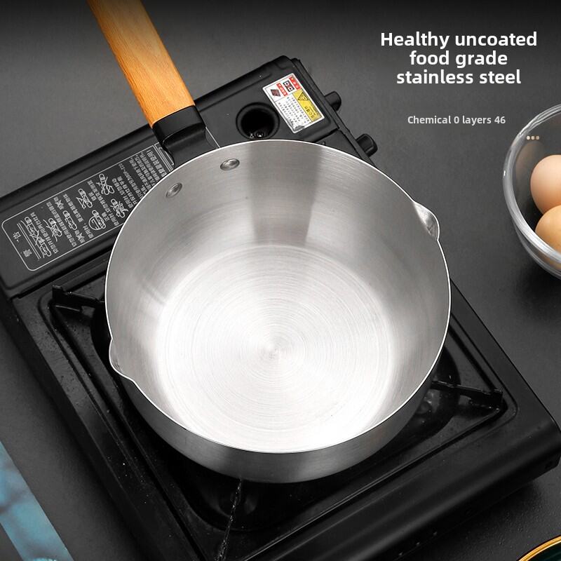 Japanese Style Snow Flat Pot 304 Stainless Steel Non-coated Stick Small Saucepan Home Use Noodles Frying Soup Induction Cooktop. 