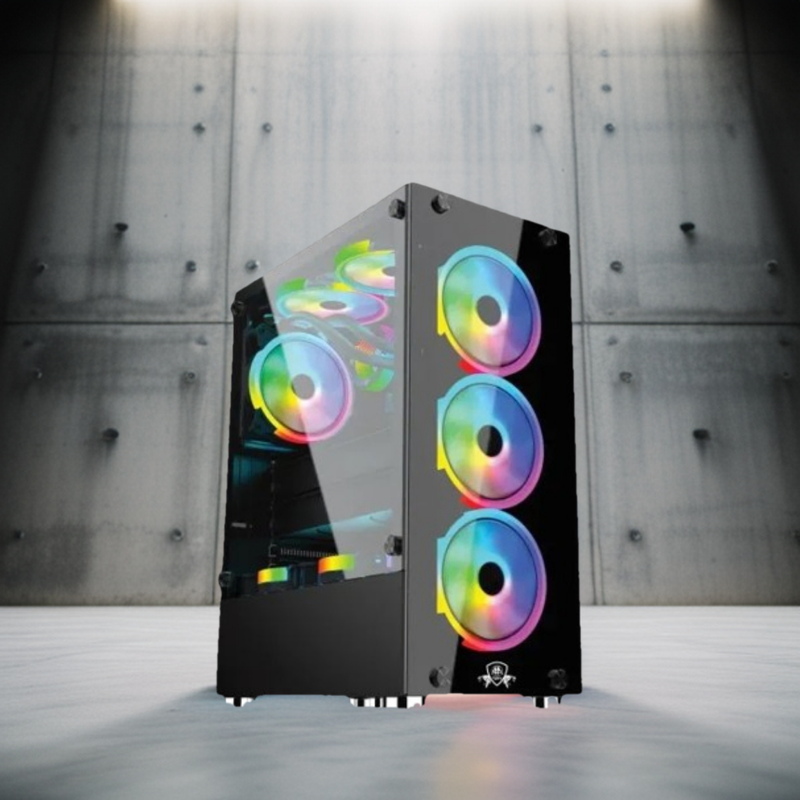 RGB Gaming PC with 4 RGB Fans, H110m Motherboard, Core i5 7th, 16GB RAM, 128GB SSD, 500GB HDD, 4GB Graphic card. 