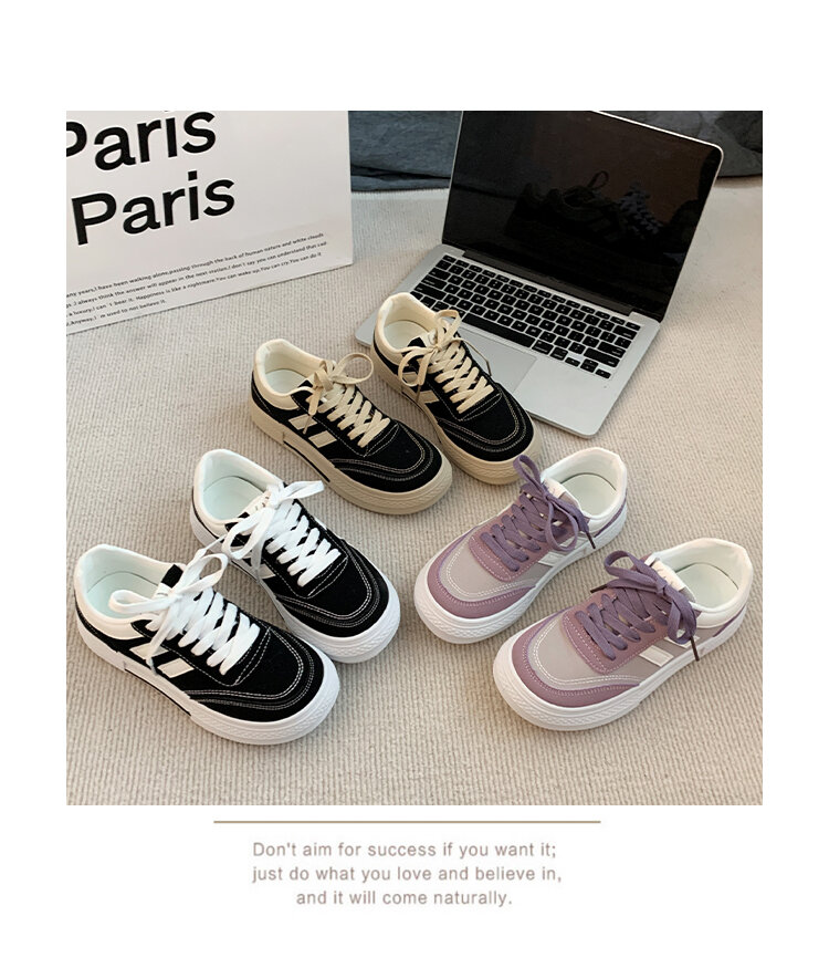 Black Canvas Sneakers Women's Casual Breathable Sports Shoes Spring New Style Versatile Flat Shoes Comfortable Low Top round Toe · v7