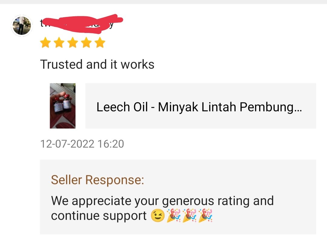 Leech Oil - Minyak Lintah Daun Pembungkus - In Stock. 