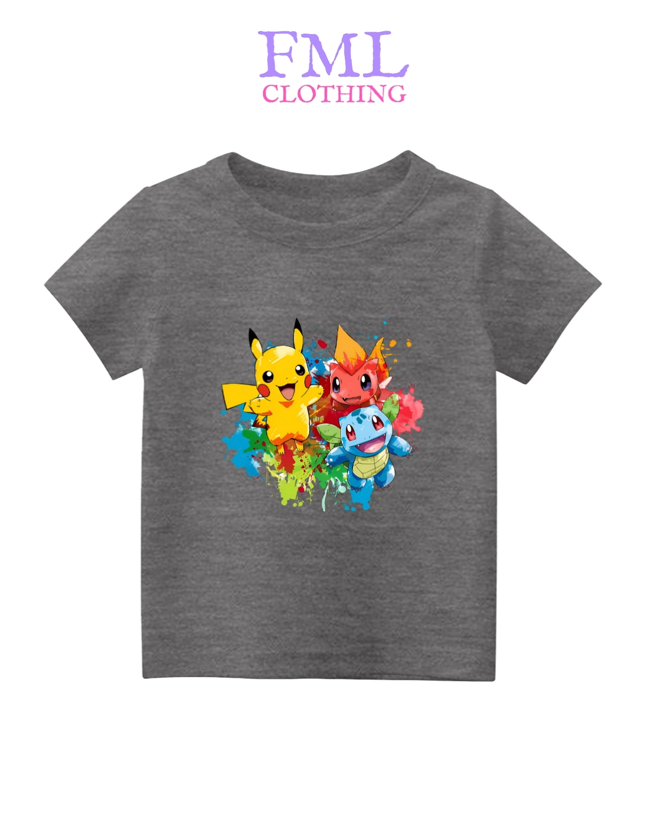 Kaos Anak Unisex - Bahan Katun PE Sablon DTF Awet - Gambar Pokemon (usia 2-10 tahun)