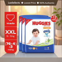 Combo 3 gói Tã quần Huggies Skincare Mega Jumbo M106/L100+4/XL84/XXL76 với tràm trà dịu da