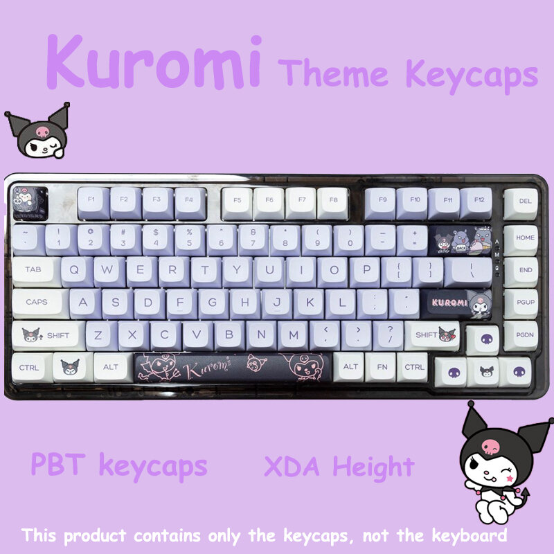 Sanrio Anime Kawaii Kuromi Keycaps  Cartoon Style Mechanical Keyboard Key Caps Cute PBT Key Caps Keyboard Accessories