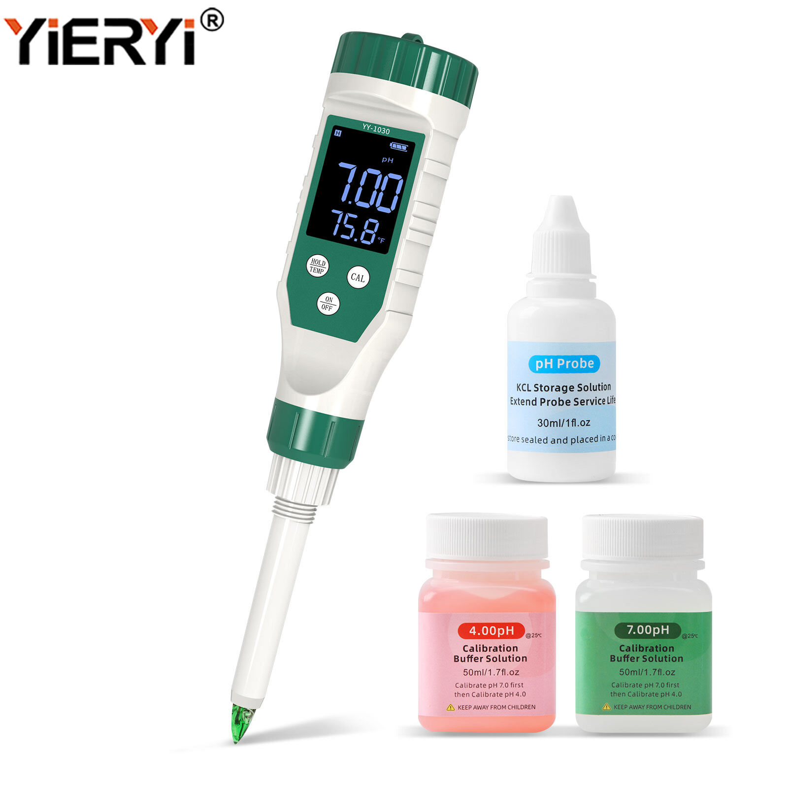 Yieryi pH Meter for Food, Food pH Tester with High Accuracy pH Probe for Sourdough and Bread, Food pH Meter for Canning, Meat, Cheese, Solid Samples and Water, 0.01 Resolution