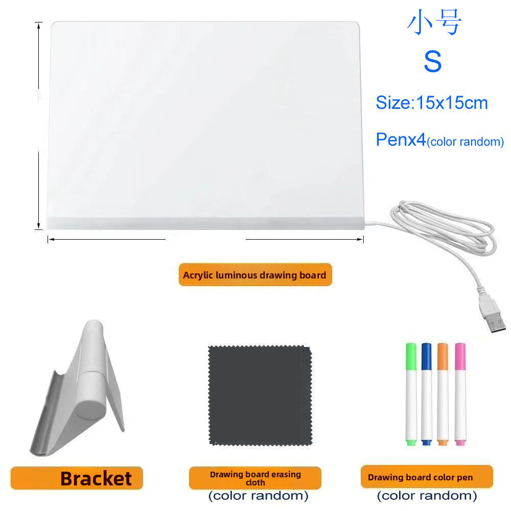 LED Drawing Board Luminous Wordpad DIY Acrylic Board with Colour Pens LED Note Board Kid Drawing Toy Blackboard with Night Light