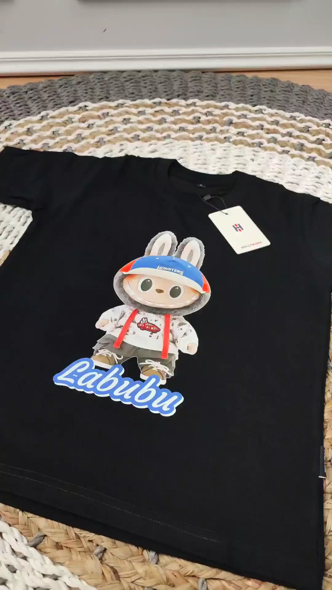 Baju Kaos 3D Anak Perempuan Motif Labubu PopLand Catton Combat 24s Umur 5-12 Tahun