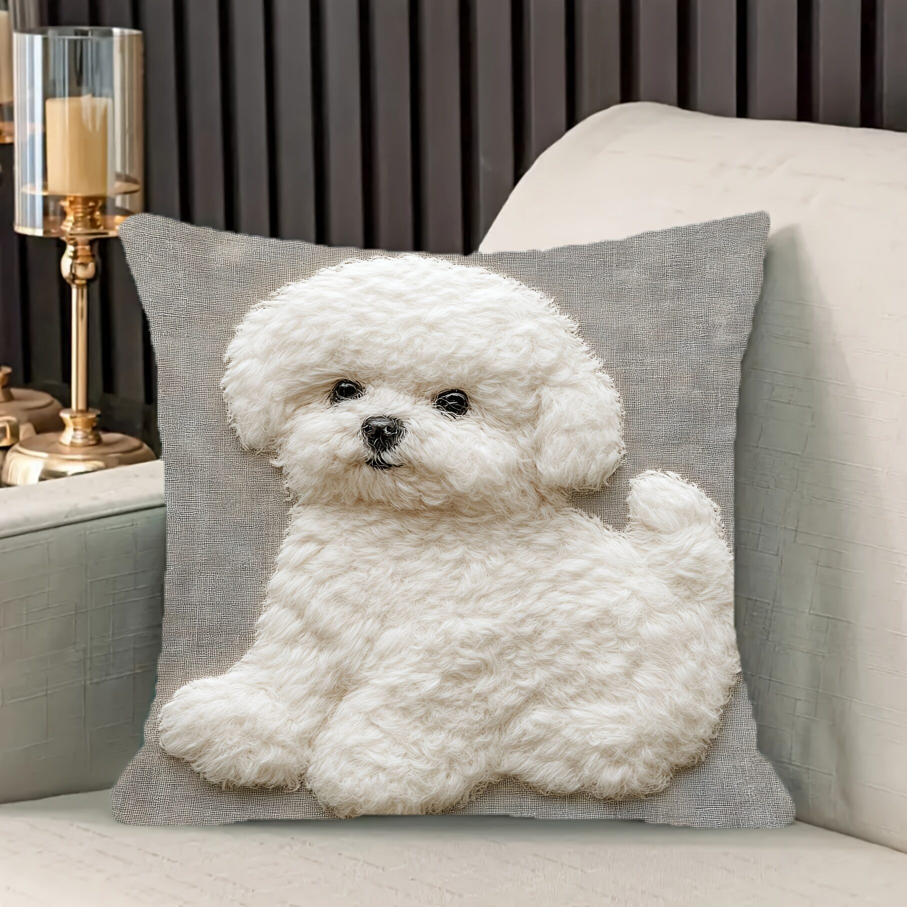 Bichon Frise Dog Cushion Covers Cozy Bedroom Sofa Square Pillowcase Living Room Chair Pillow Covers Indoor Home Decor Gift
