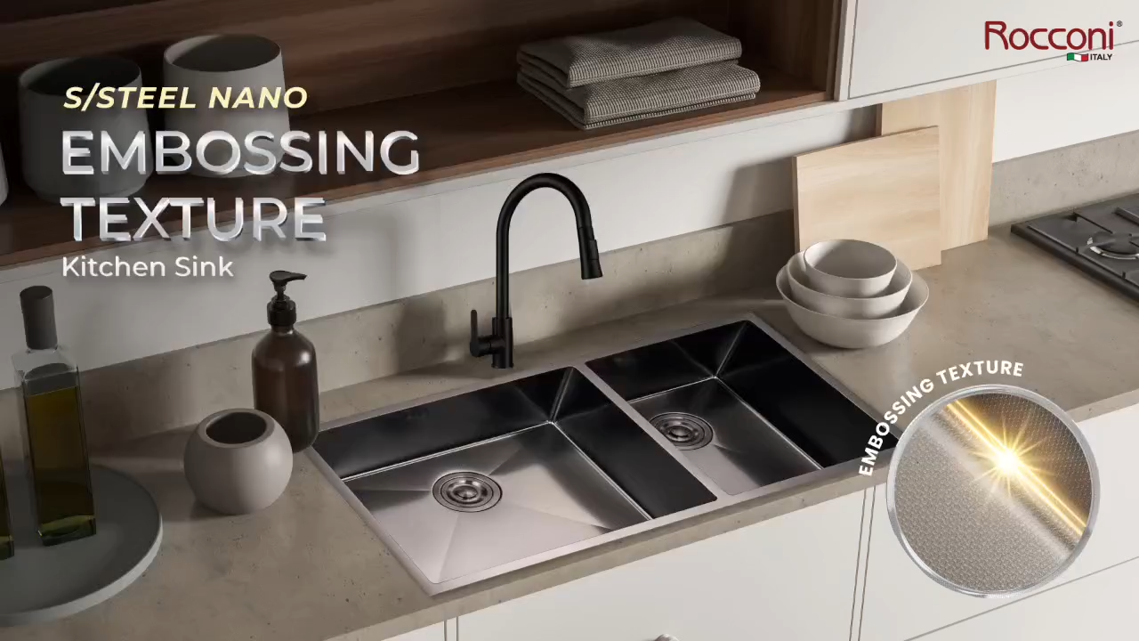 RCN A5447/EB S/Steel Nano Embossing Texture Single Bowl Sink - Black