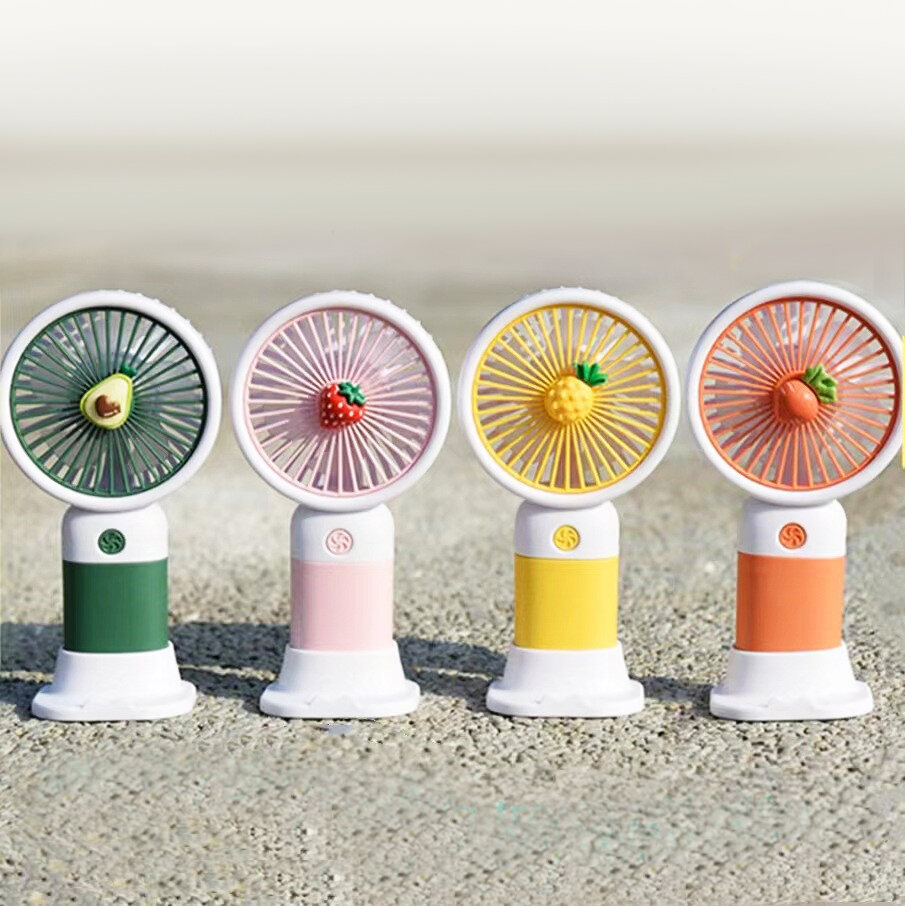 Quạt Mini Hình Hoa Trái Cây Dễ Thương – Cầm Tay, Để Bàn, Sạc USB, Dành Cho Học Sinh, Văn Phòng
