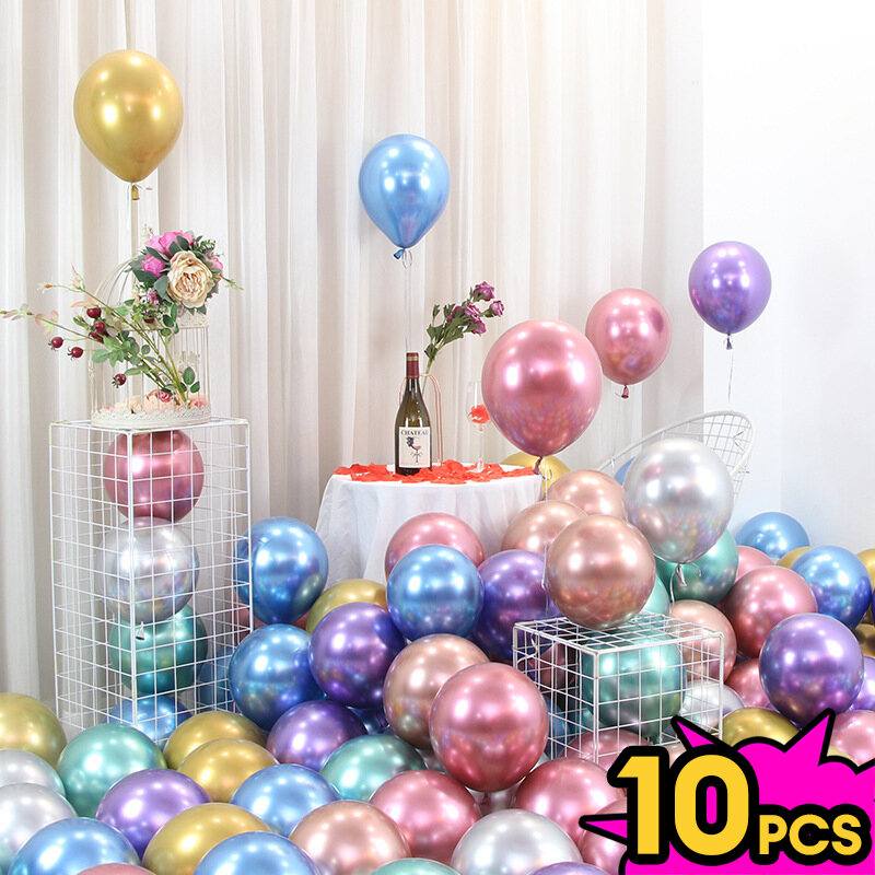 10Pcs Kim Loại bóng bay cao su 10Inch trang trí sinh nhật Đảng Ballon Trang Trí Kim Loại Bóng Bay Cho Sinh Nhật