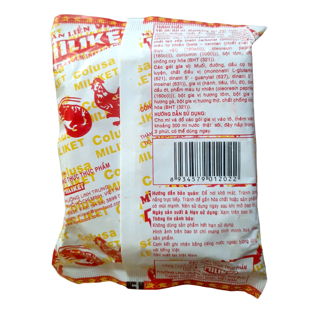 Combo 3 gói mì ăn liền Miliket sa tế gói 65gr