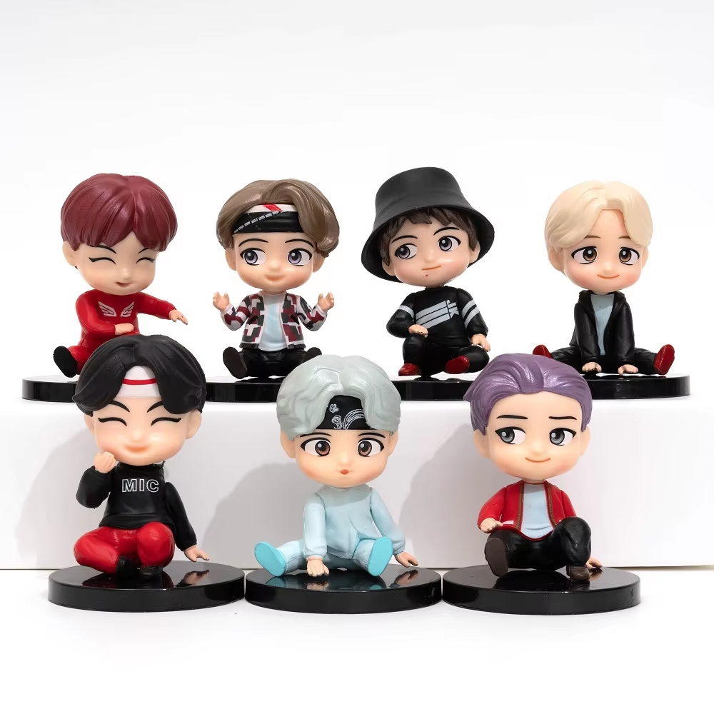 LINE FRIENDS | 7pcs/Set Bangtan Boys Groups Rm Jin Suga Jhope Jimin V Jungkook Doll Model Toy Action Figure Star Idol Cute Army Gift For Kids