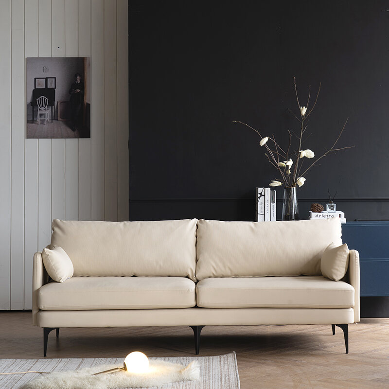 Leather Sofa Northern Europe Light, Beige Leather Sofa Bed