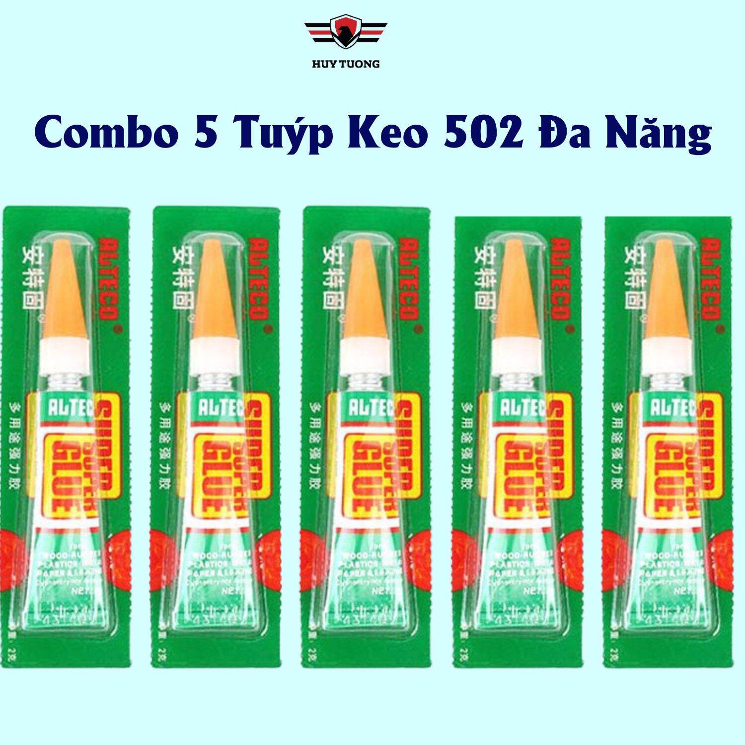 Combo 5 tuýp keo 502, keo dán 502 dán giày dép, sắt, gỗ,.. keo dán đa năng siêu dính, chắc chắn - huy tưởng