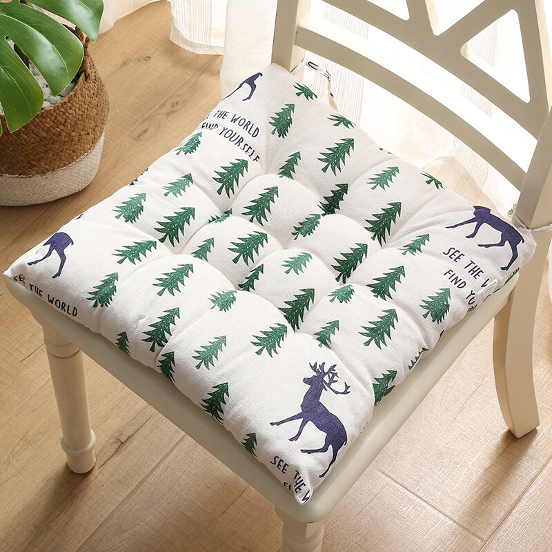 Large Thickened Cotton Linen Seat Cushion for Office Chair Universal Pad Country Style Computer Chair Padded Winter Bench