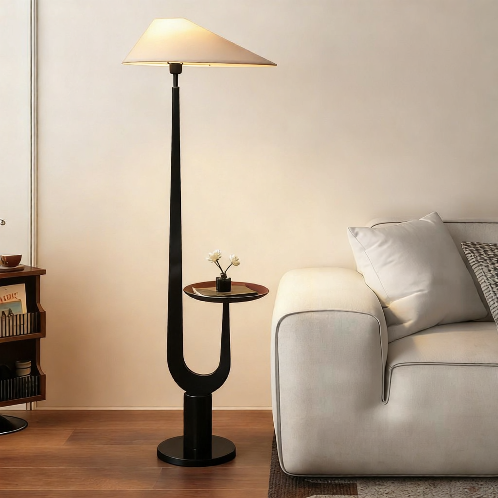 SHIGUANGSUIDAO | Retro Chaji Style Floor Lamp with Shelf