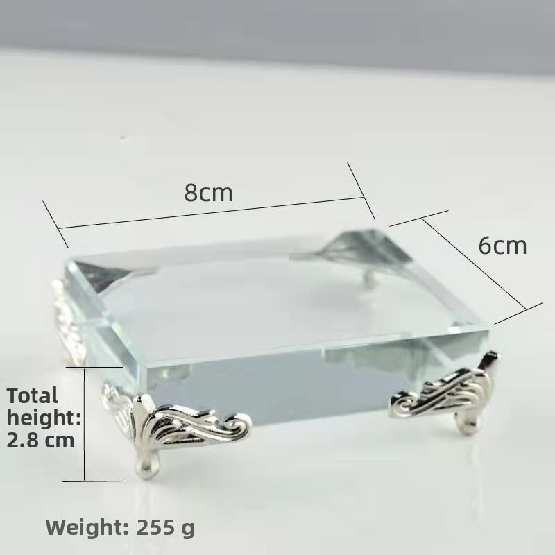 Modern Simplicity Crystal Glass Base Jadeite Mineral Crystal Jewelry Buddha Display Stand Desktop Craft Figurine Base Home Decor