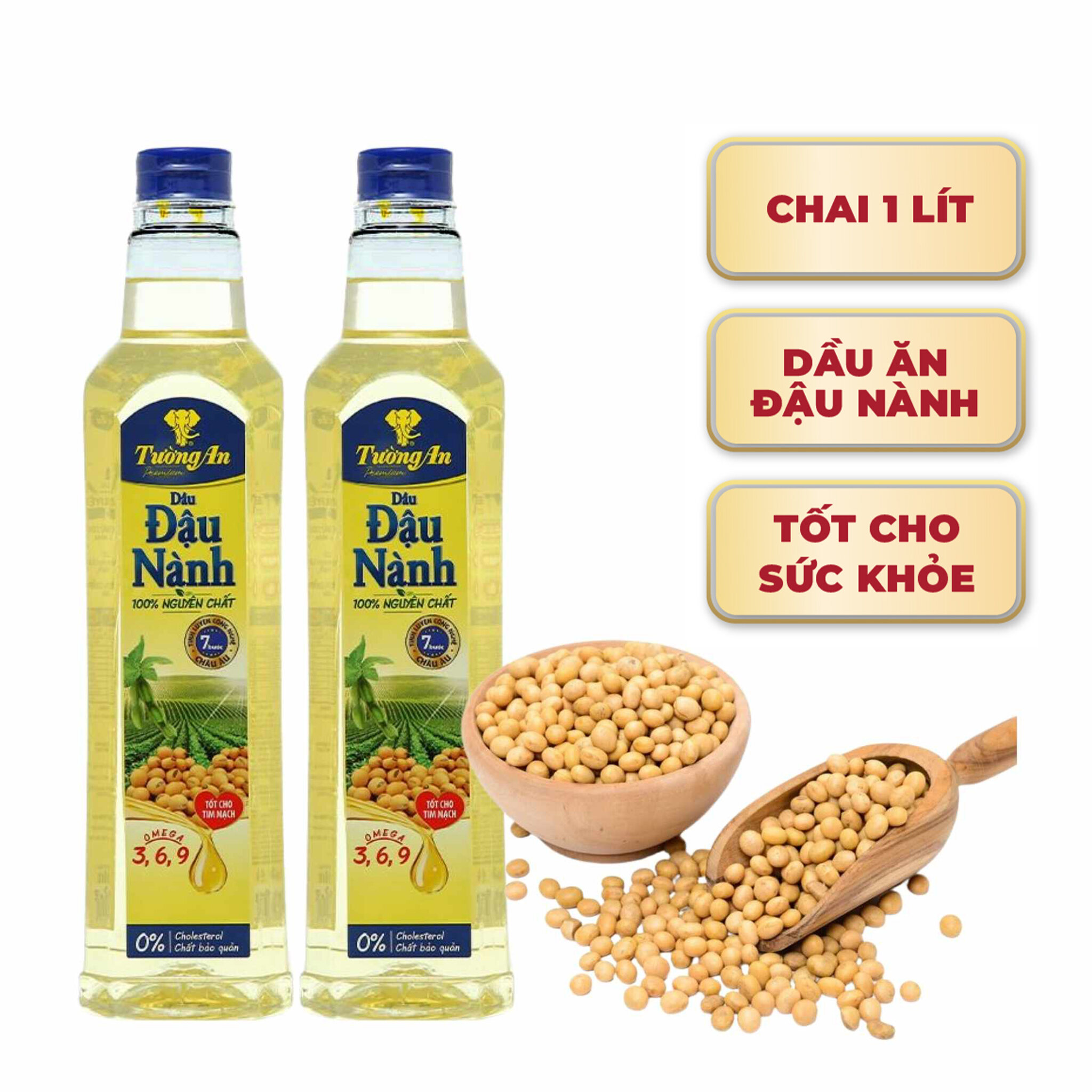 Dầu Ăn Đậu Nành Tường An Chai 1 Lít