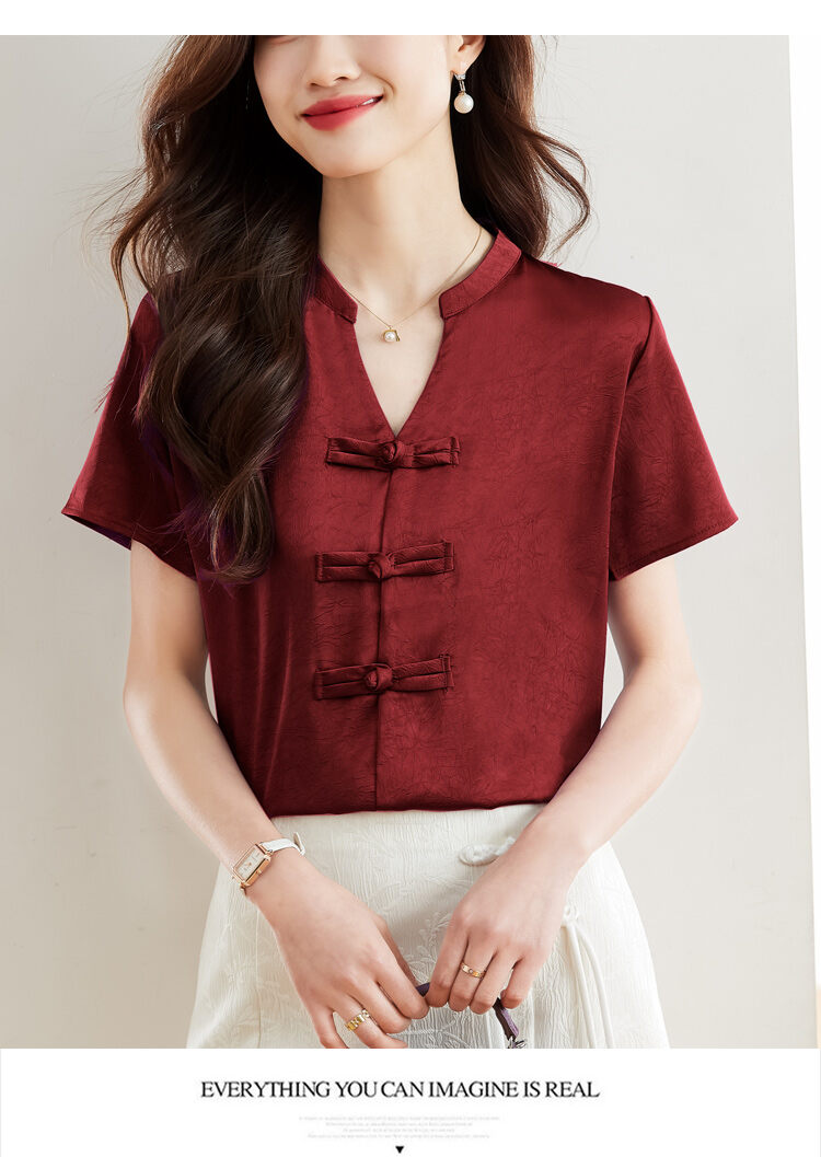 New Chinese Style Short Sleeve Shirt Women Summer 2025 New Fashion Black Embroidered Top Ladies Small Shirt Upper Body