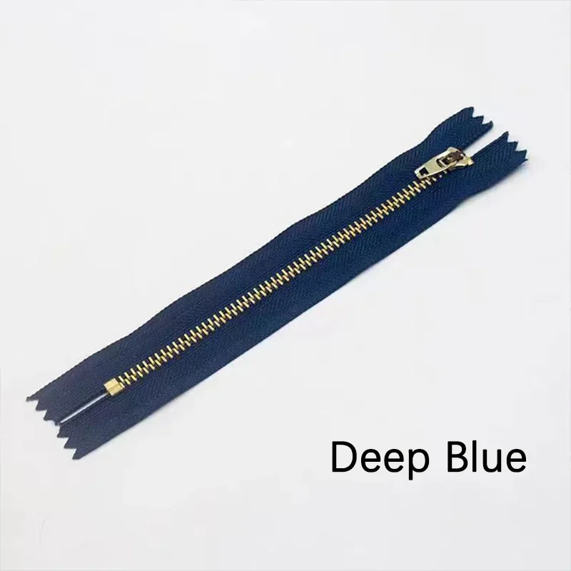 5pcs 4# Jeans Zipper Brass Metal Closure Self-locking Zipper Black Blue 10/13/15/18cm Tailors DIY Clothing Bag Sewing Accessori