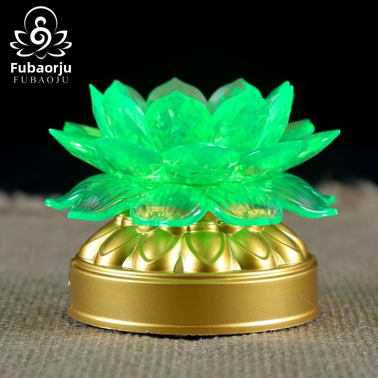 Adjustable LED Lotus Buddha Lamp Long Burning Lamp for Home Temple Use Battery Powered Handheld Colorful Lightening Lamp