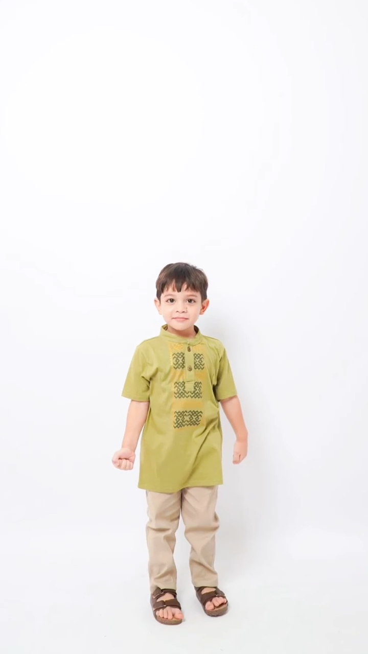 Littlebee Mustofa Olive - Setelan Koko Anak [Size 1-5 Th] Baju koko Kaos Laki-laki