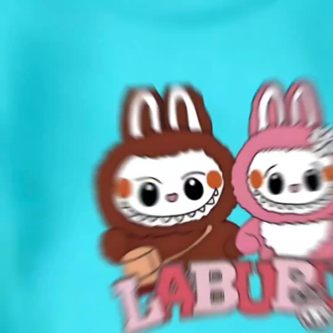 Baju Kaos Fashion anak usia 1-12 tahun bergambar Labubu Tas lengan panjang Bahan Babyterry