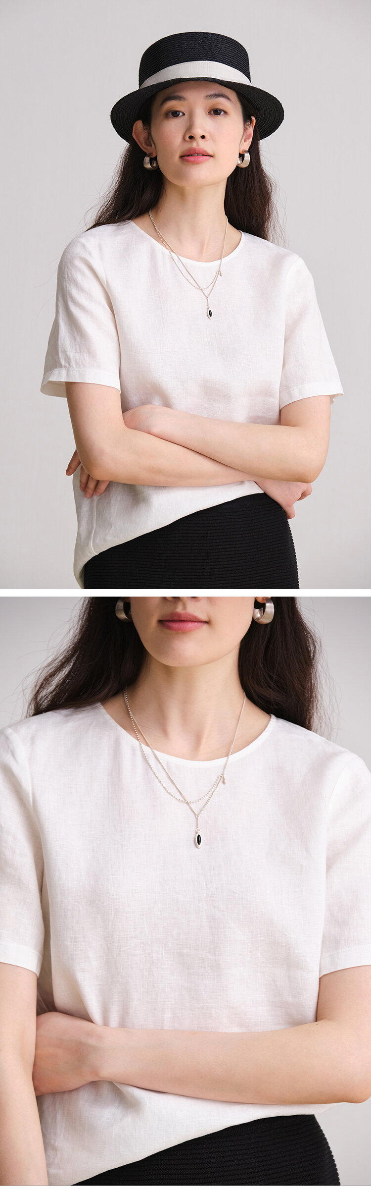 100% Linen Short Sleeve T-Shirt Women's Casual Style Original Travel Wear Spring Season Versatile Comfortable Fit round Neck