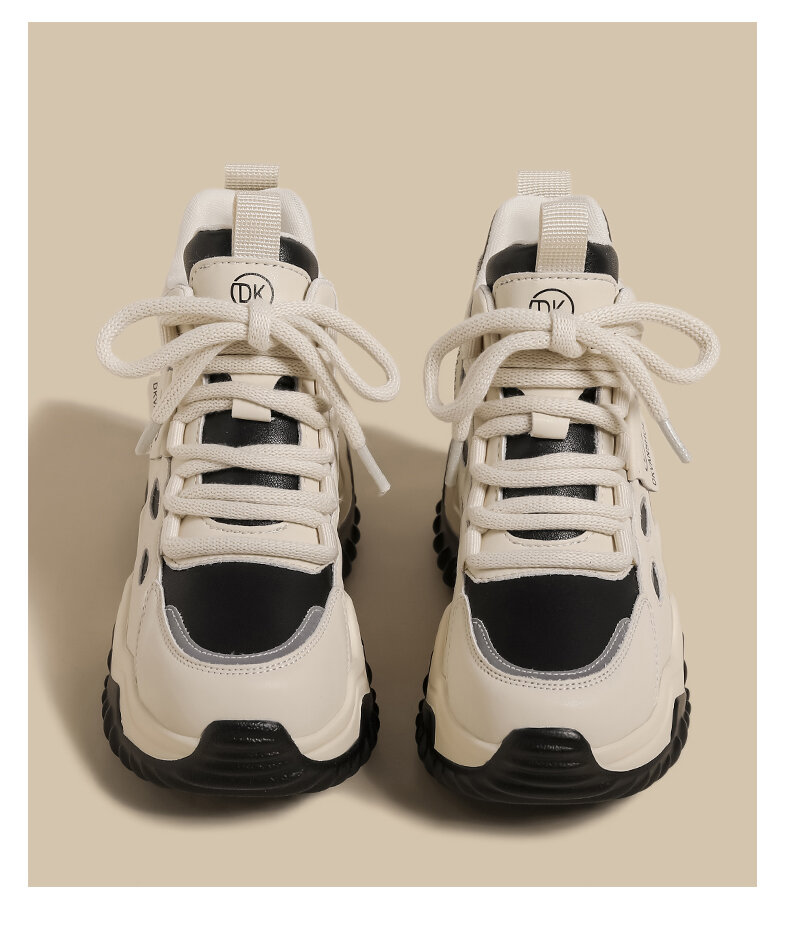 Women's High Top Dad Shoes Spring 2025 New Style Small Size White Hong Kong Style Splicing Thick Bottom Platform Casual Sports Shoes · v7