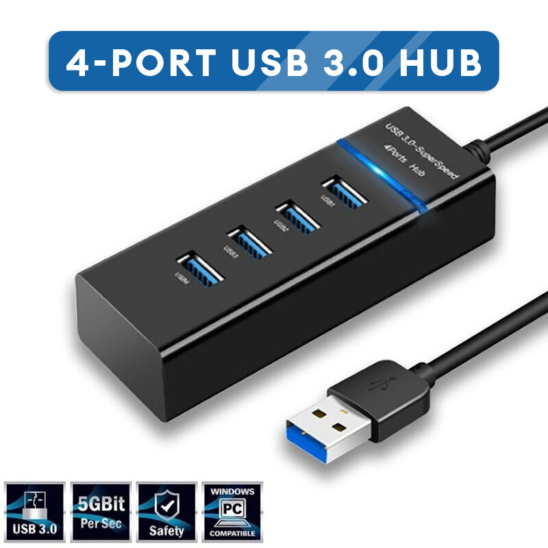 Slim USB Hub Adapter, High Speed Data Transfer, Multiport