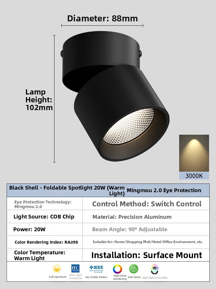 Adjustable Folding LED Downlight No Hole Installation