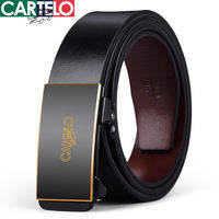 CARTELO | Mens Genuine Leather Belt No-buckle Interior Buckle Crocodile Pattern